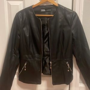 Zara black faux leather jacket